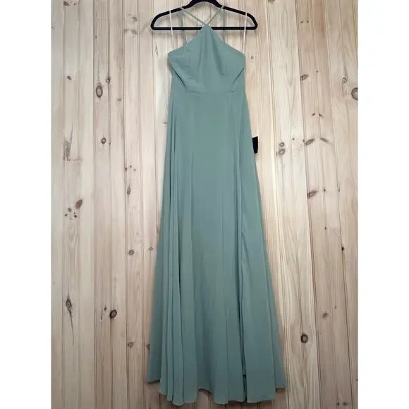 NWT Lulus Absolutely Breathtaking Sage Brush Maxi Dress Wedding Maid of Honor S - Picture 2 of 8